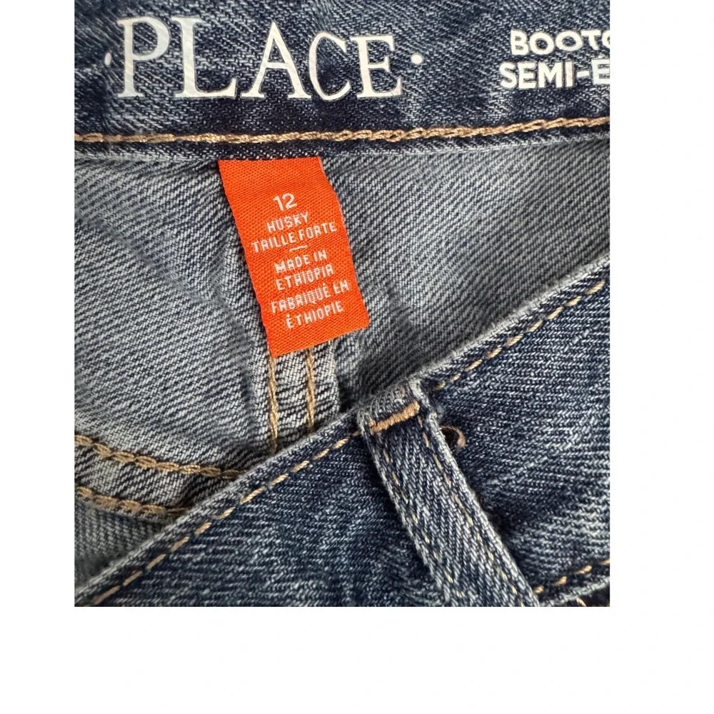 The Childrens Place Boys Husky Bootcut Jeans Medium Wash Denim Pants‎ 12 Husky